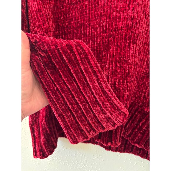 Chelsea & Theodore Red Chenille Turtleneck Sweater L Soft Plush Cozy Fall Winter - Picture 8 of 10